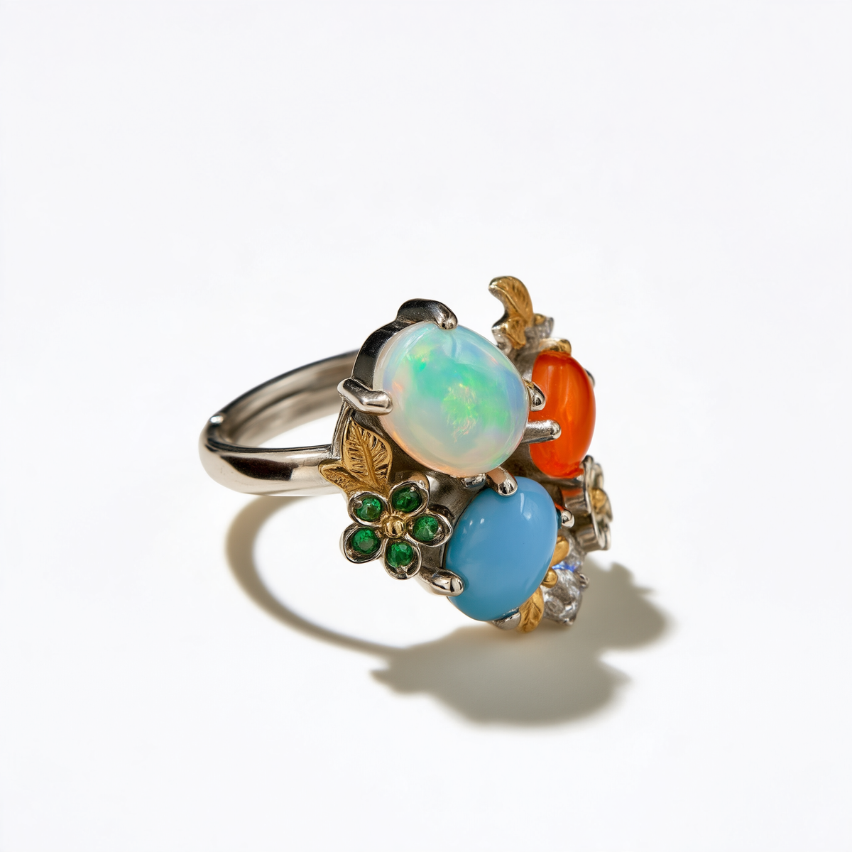 Moonlit Opal Garden Ring