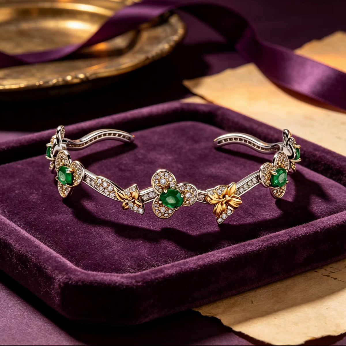 Emerald Blossom Cuff
