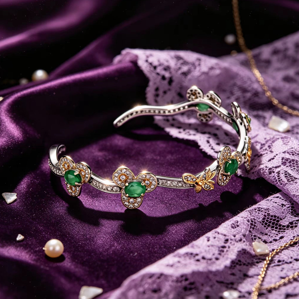 Emerald Blossom Cuff