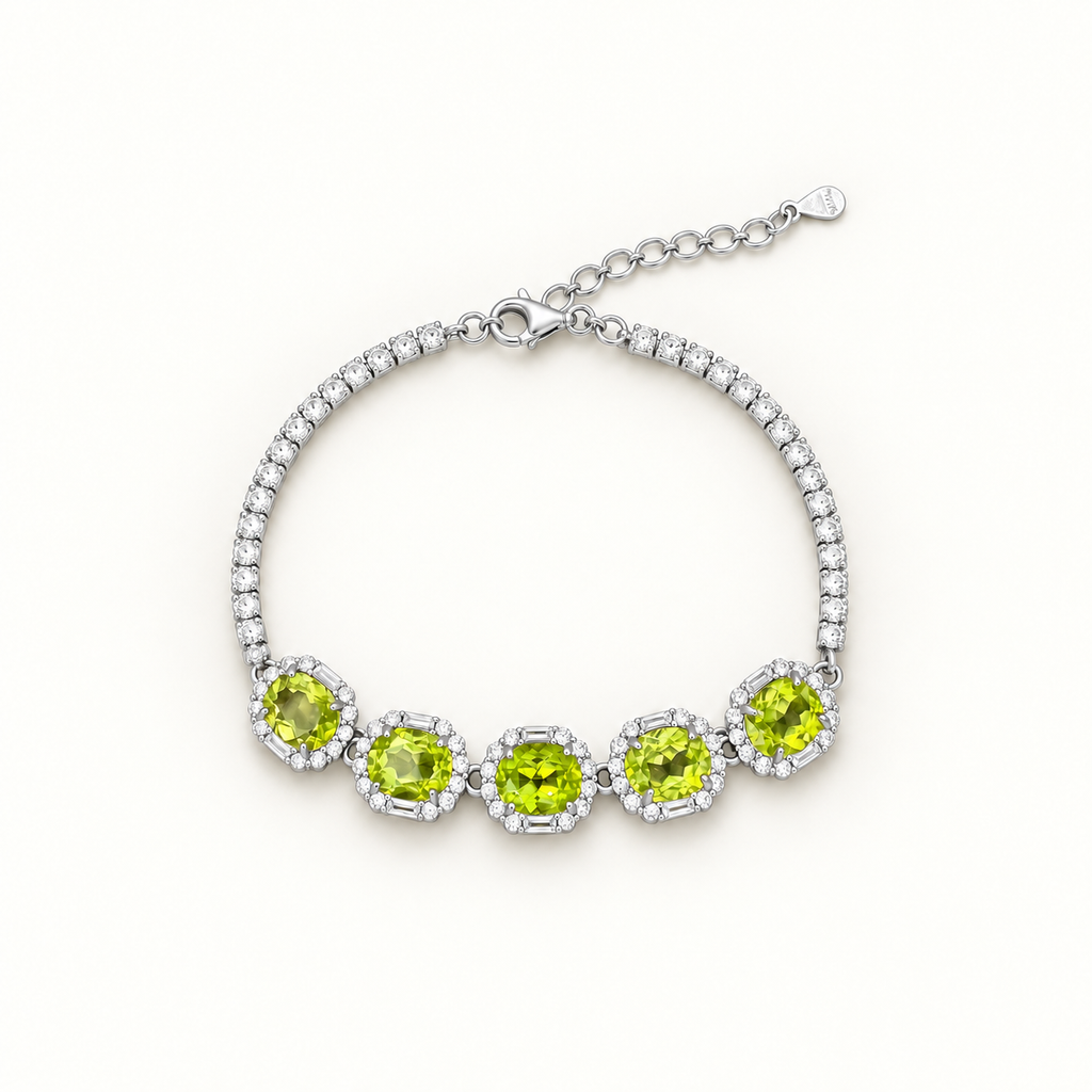 Peridot Halo Tennis Bracelet — view 1