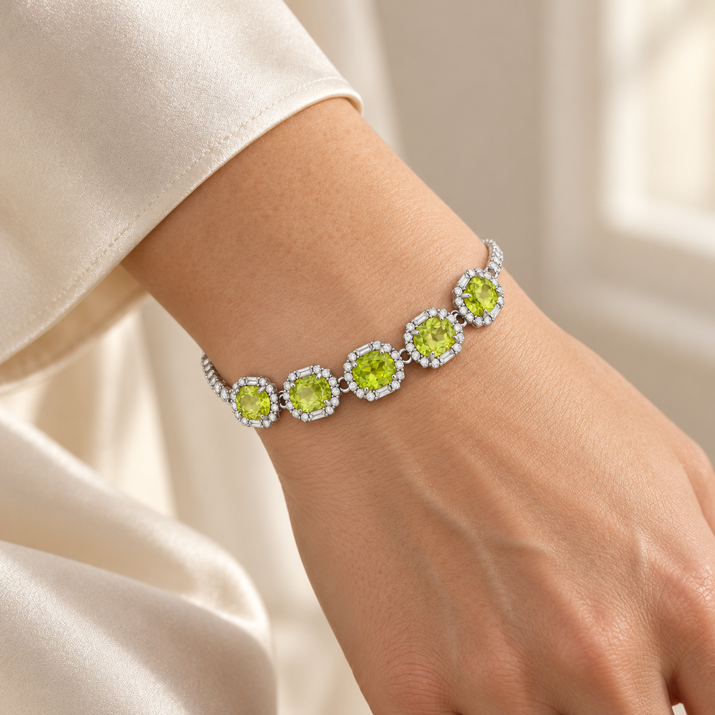 Peridot Halo Tennis Bracelet — view 2