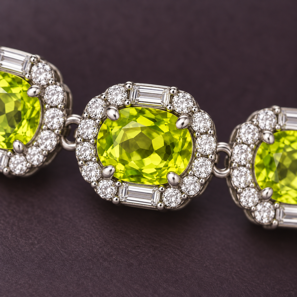 Peridot Halo Tennis Bracelet — view 3
