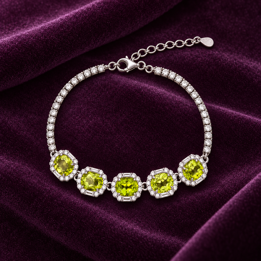 Peridot Halo Tennis Bracelet — view 4