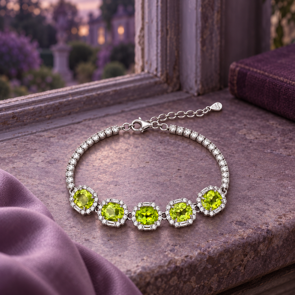Peridot Halo Tennis Bracelet — view 5