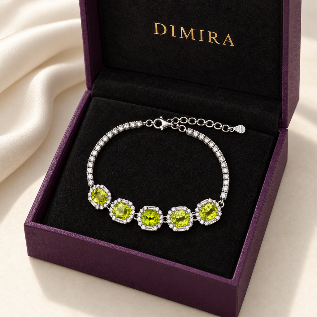 Peridot Halo Tennis Bracelet — view 6