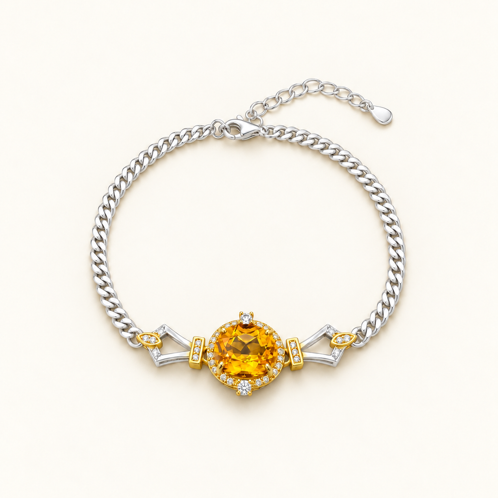 Two-Tone Citrine Cuban Link Bracelet — view 1