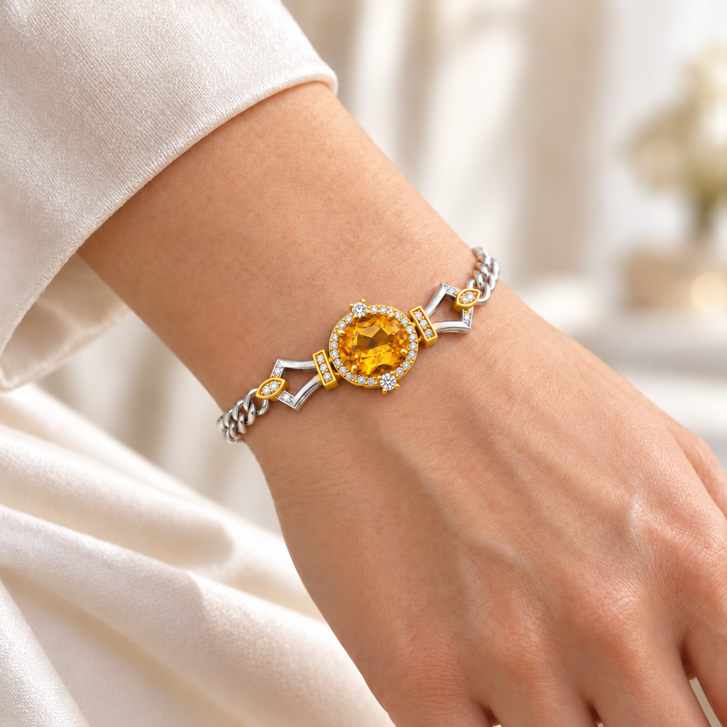 Two-Tone Citrine Cuban Link Bracelet — view 2