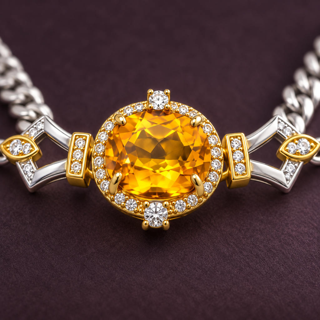 Two-Tone Citrine Cuban Link Bracelet — view 3