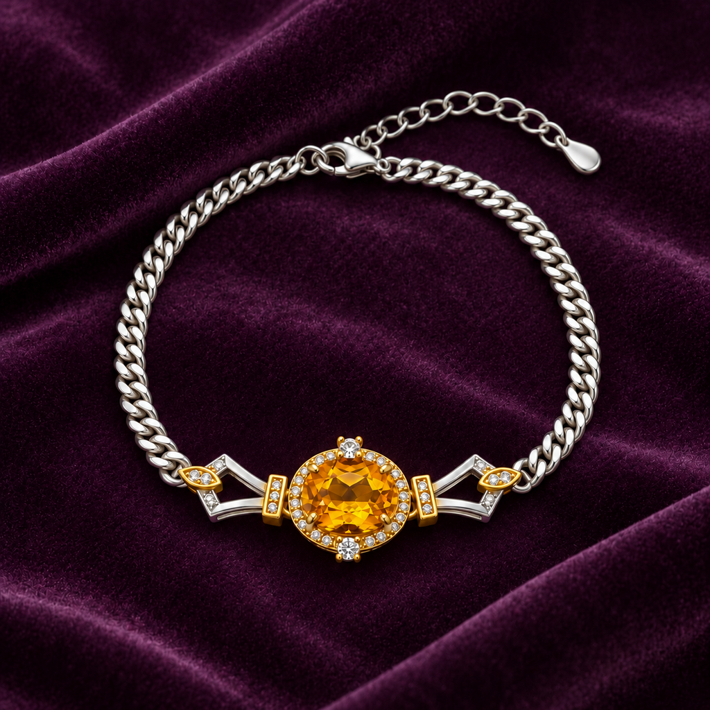 Two-Tone Citrine Cuban Link Bracelet — view 4