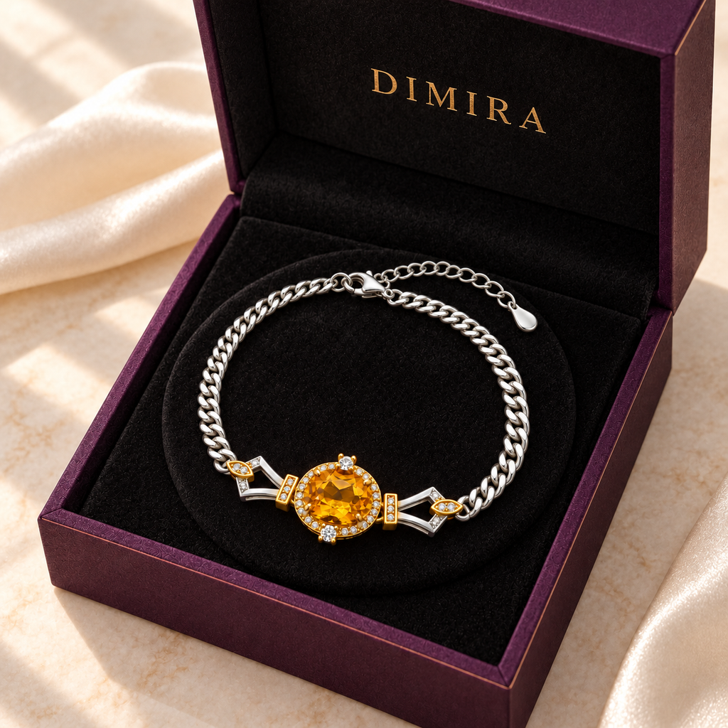 Two-Tone Citrine Cuban Link Bracelet — view 6