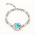Vintage Blue Topaz Double Halo Bracelet — view 1