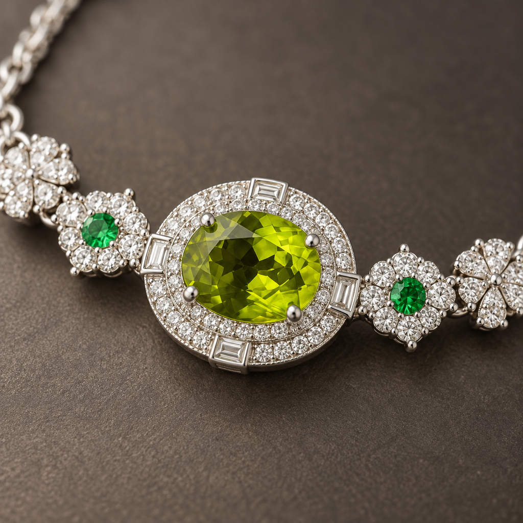 Vintage Peridot Floral Bracelet — view 3