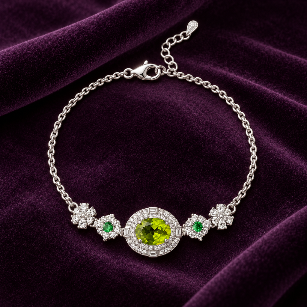 Vintage Peridot Floral Bracelet — view 4