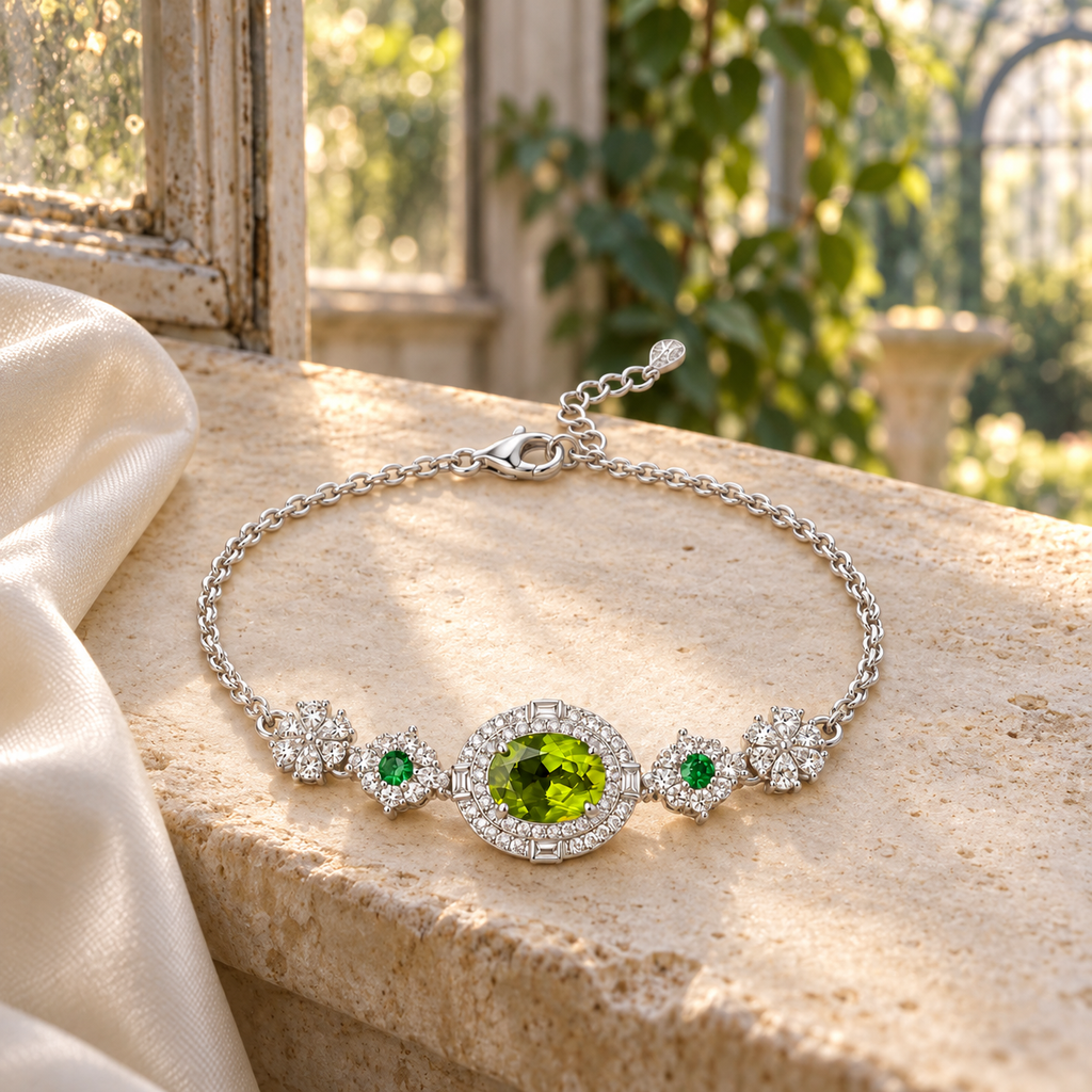 Vintage Peridot Floral Bracelet — view 5
