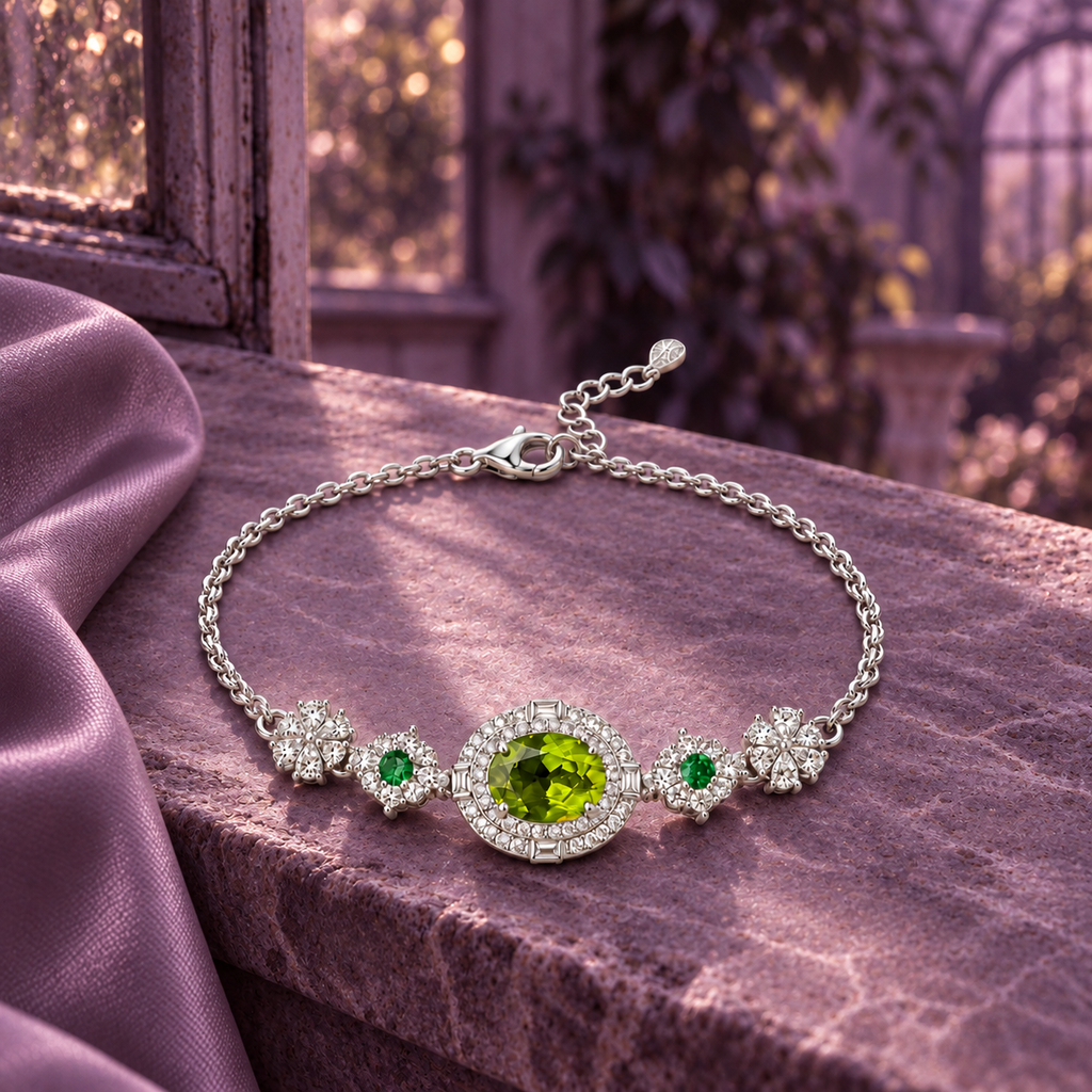 Vintage Peridot Floral Bracelet — view 6