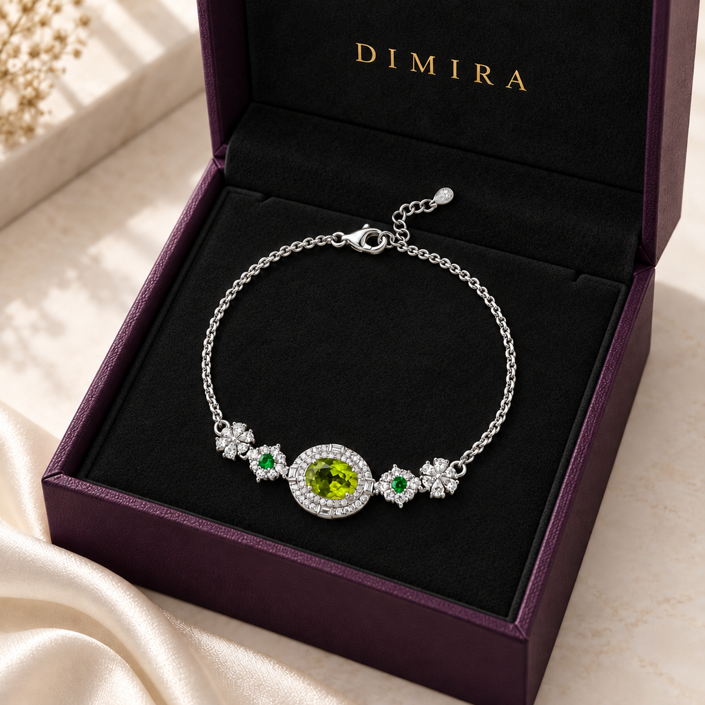 Vintage Peridot Floral Bracelet — view 7