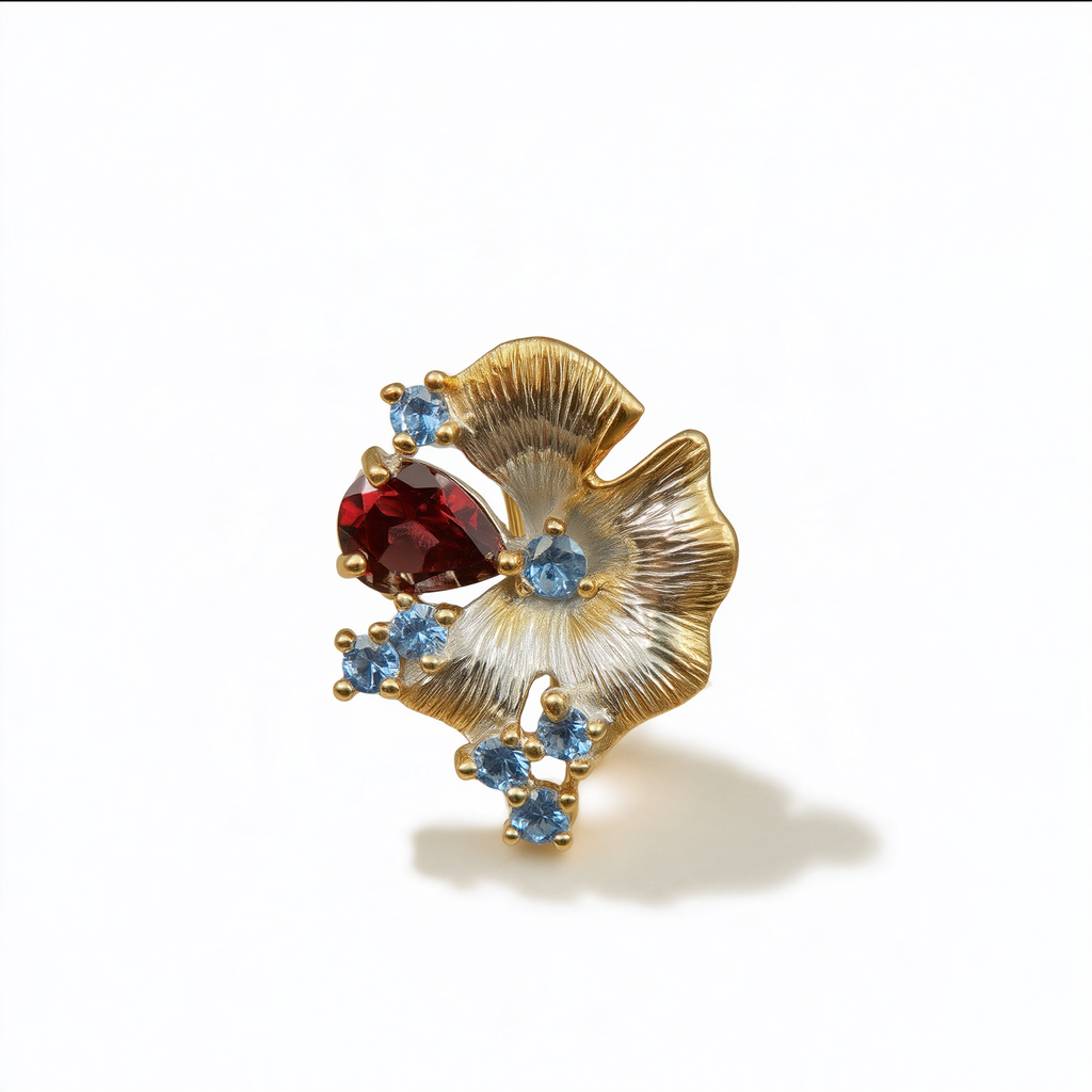 Red Garnet & Blue Topaz Pendant on a white background