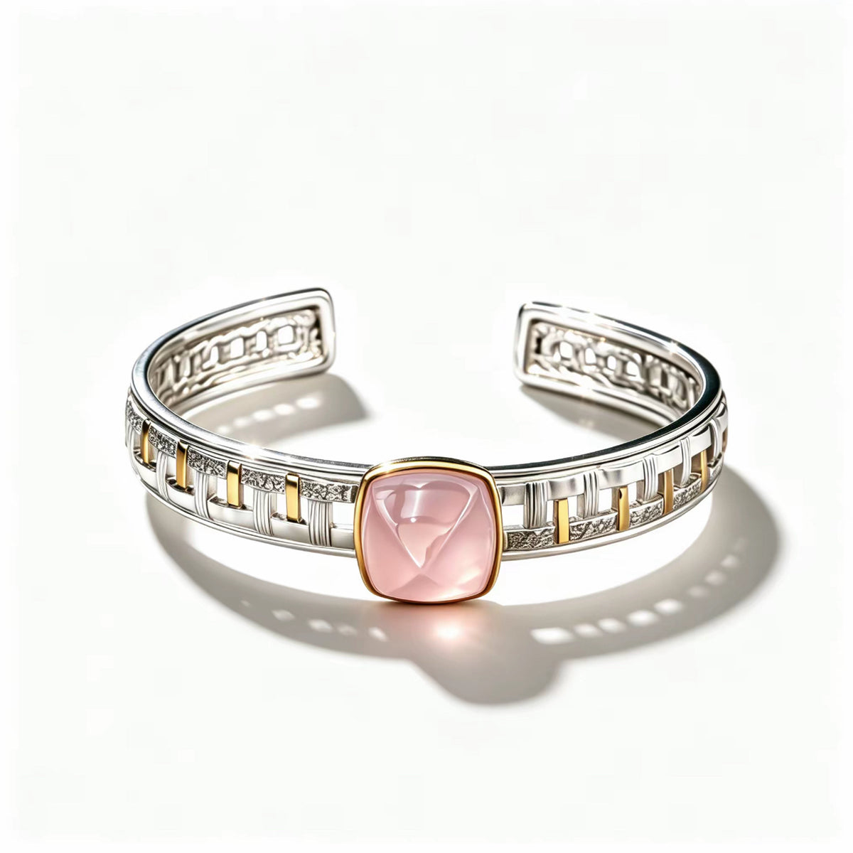 Rose Quartz Cuff on a white background