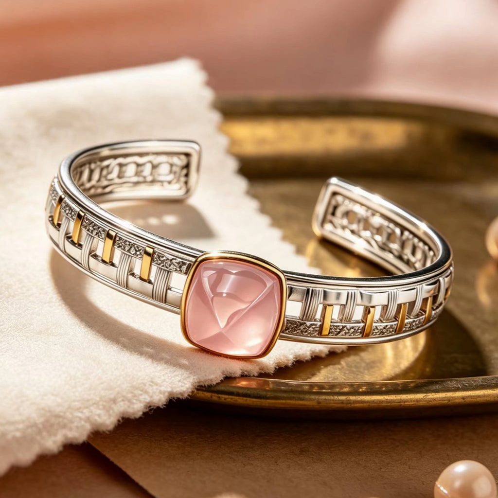 Rose Quartz Cuff styled detail